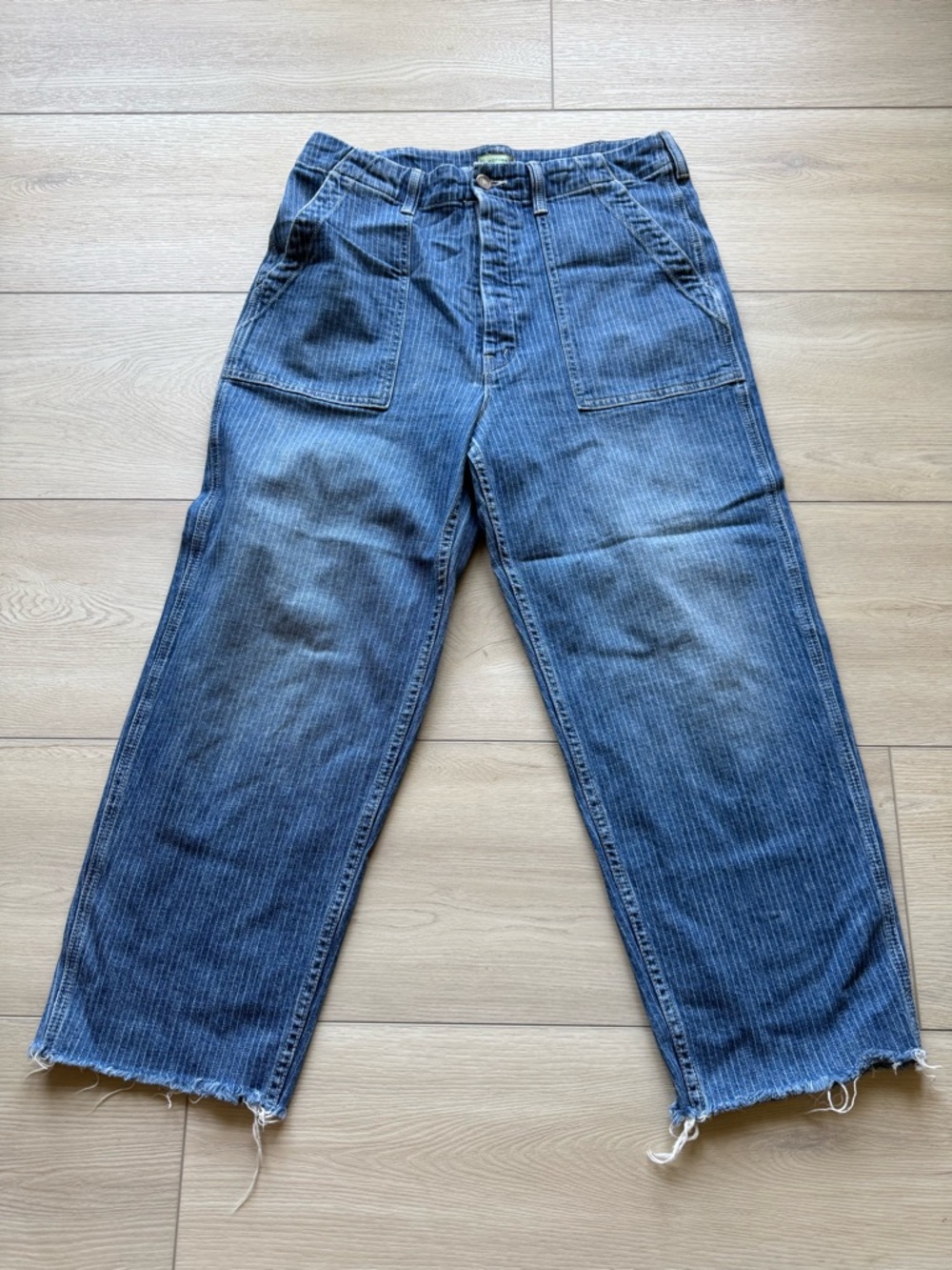 MOTHER Relaxed Blue Washed Wide-Leg Jeans